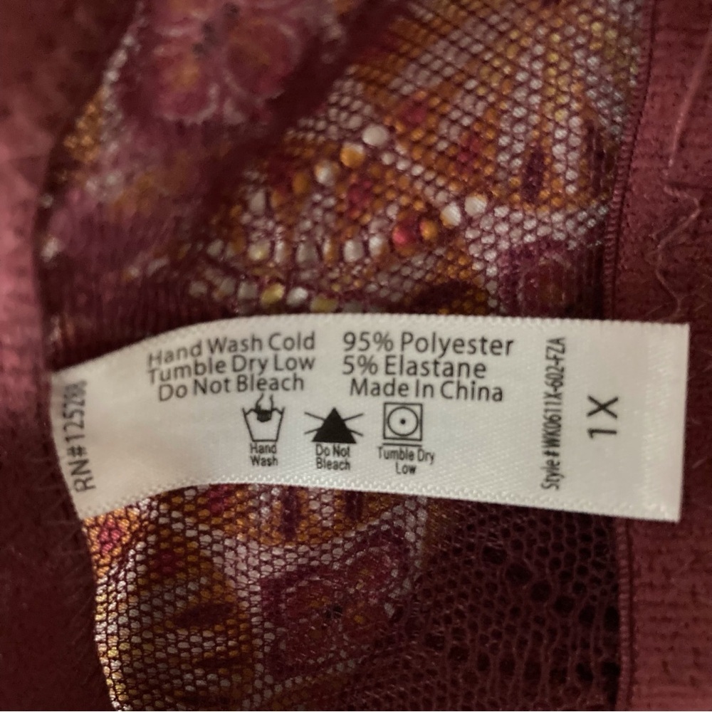 Ashley Stewart Burgundy Lace Bra Chemise - Picture 7 of 12